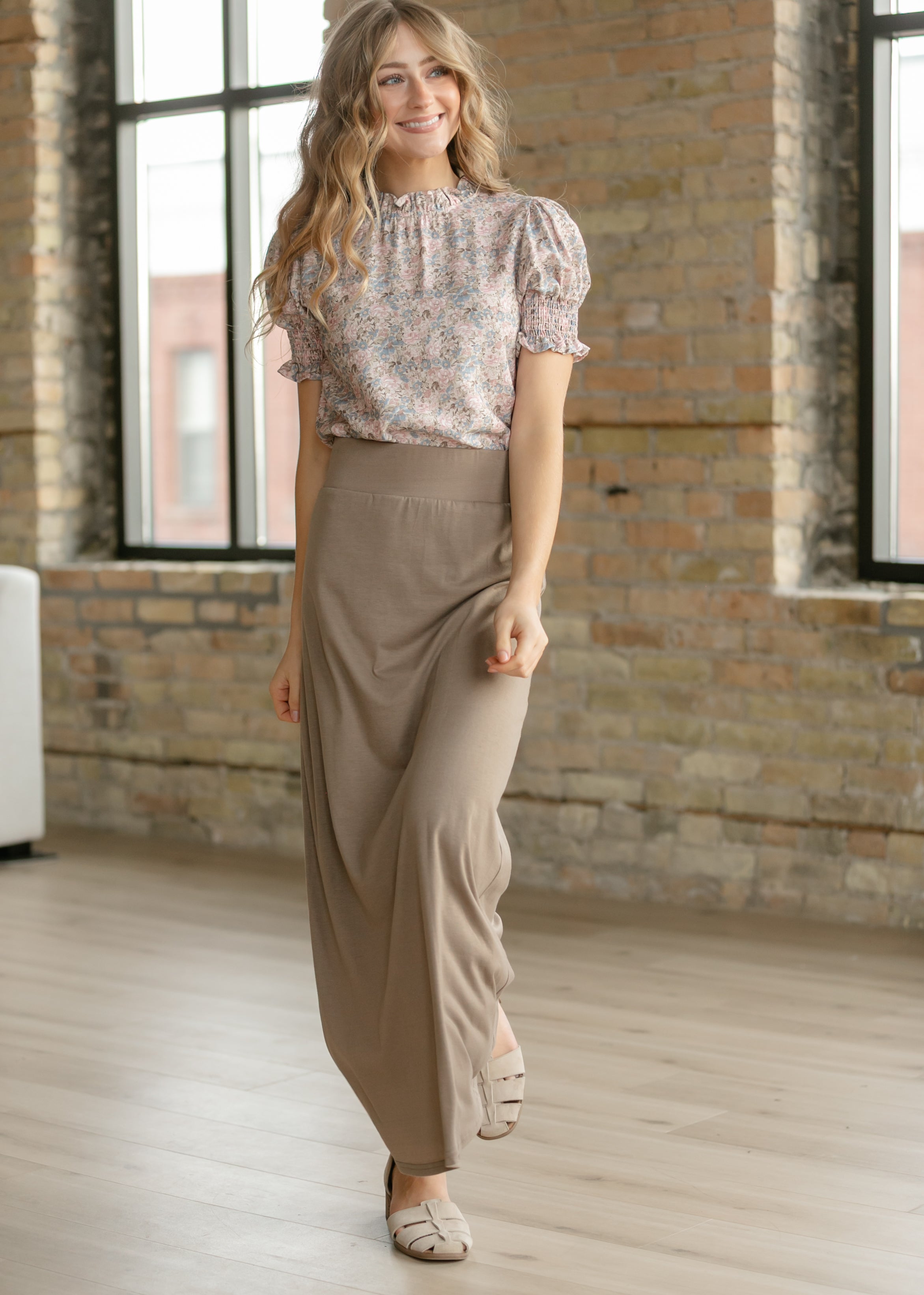 Clarise Taupe Premium Knit Maxi Skirt