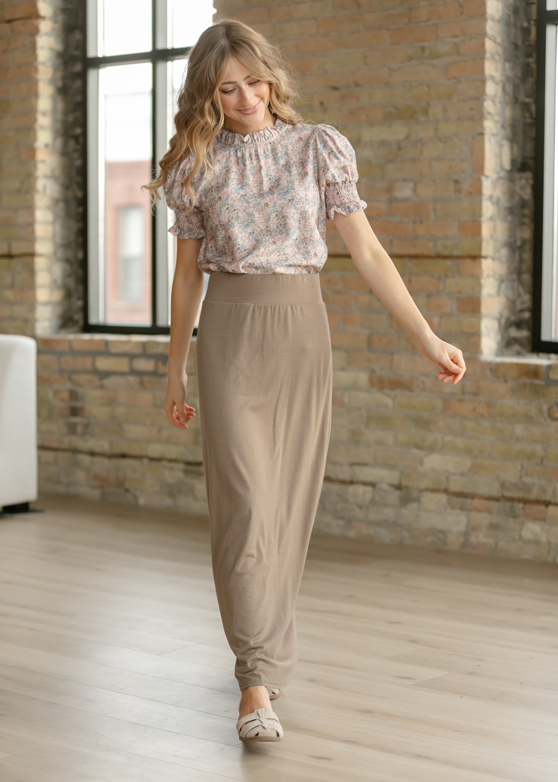 Clarise Taupe Premium Knit Maxi Skirt