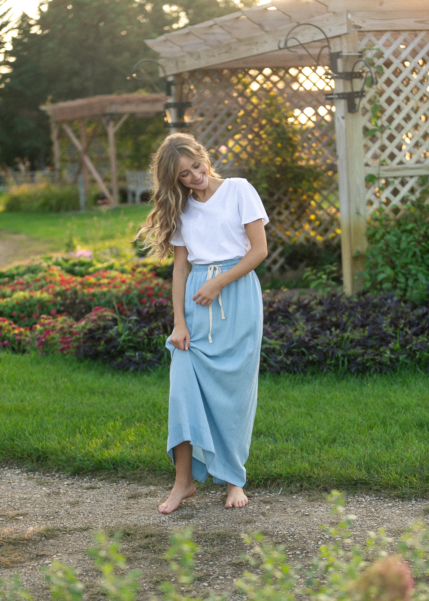 Cleo Chambray Tie Maxi Skirt