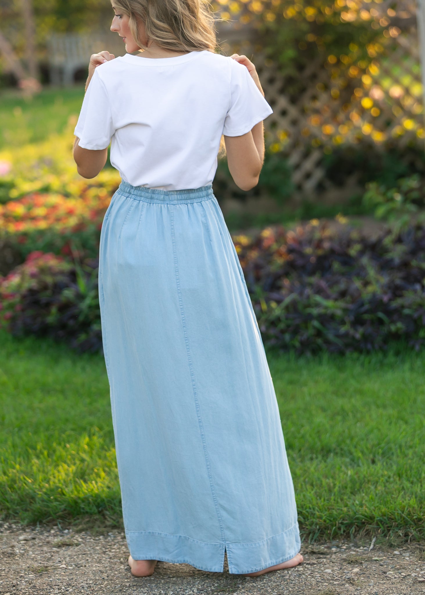 Cleo Chambray Tie Maxi Skirt