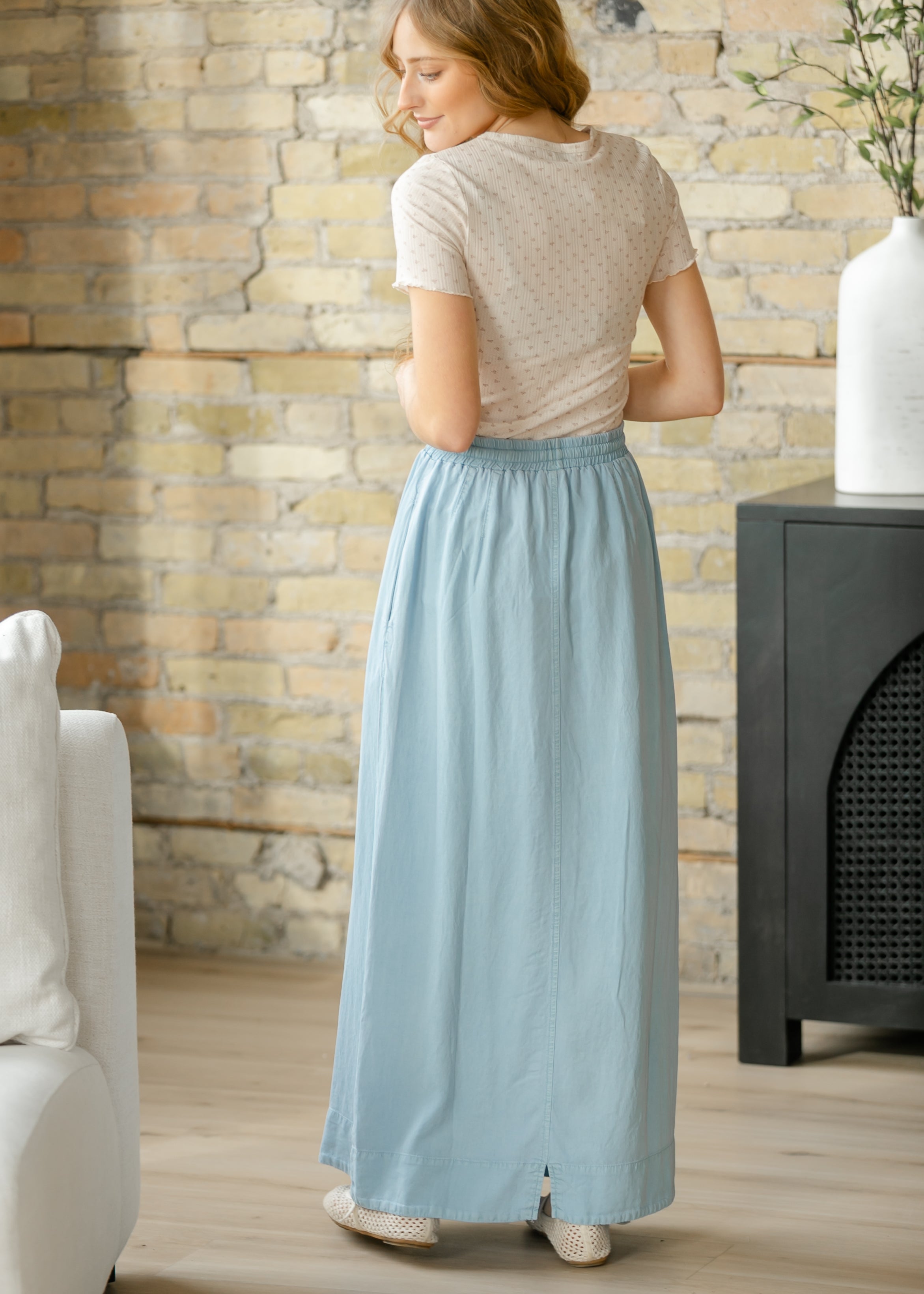 Cleo Chambray Tie Maxi Skirt