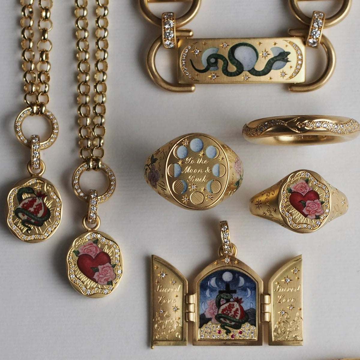 Enamel Motif Pendant Necklace Collection