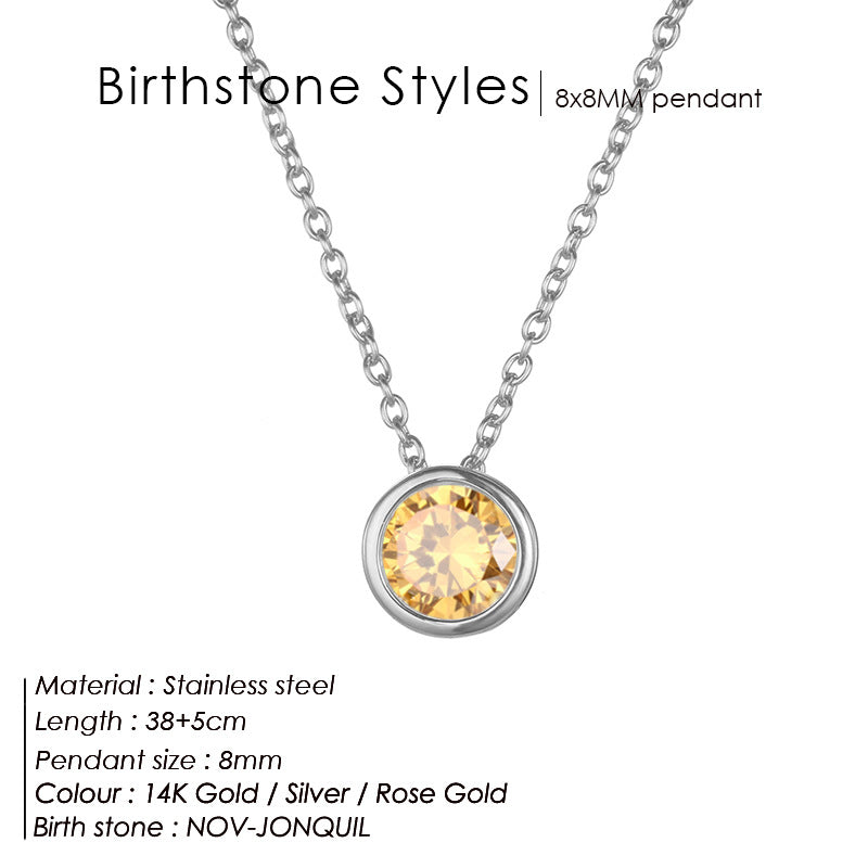 Single December Rhinestone Necklace Women's Short