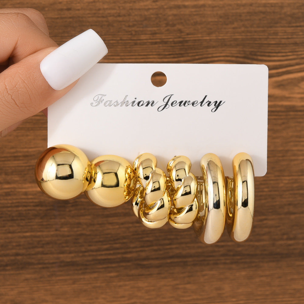 European And American Style Creative Fashion Statement Earrings Womens Earring 3-Piece Set
