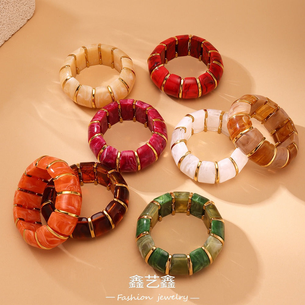 18k gold fashionable luxury resin elastic rope bracelet