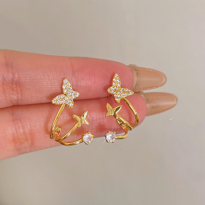 925 Silver Needle Internet Celebrity Same Style Gold Earrings Women's Light Luxury High-end Elegant All-match Earrings Retro New Earrings