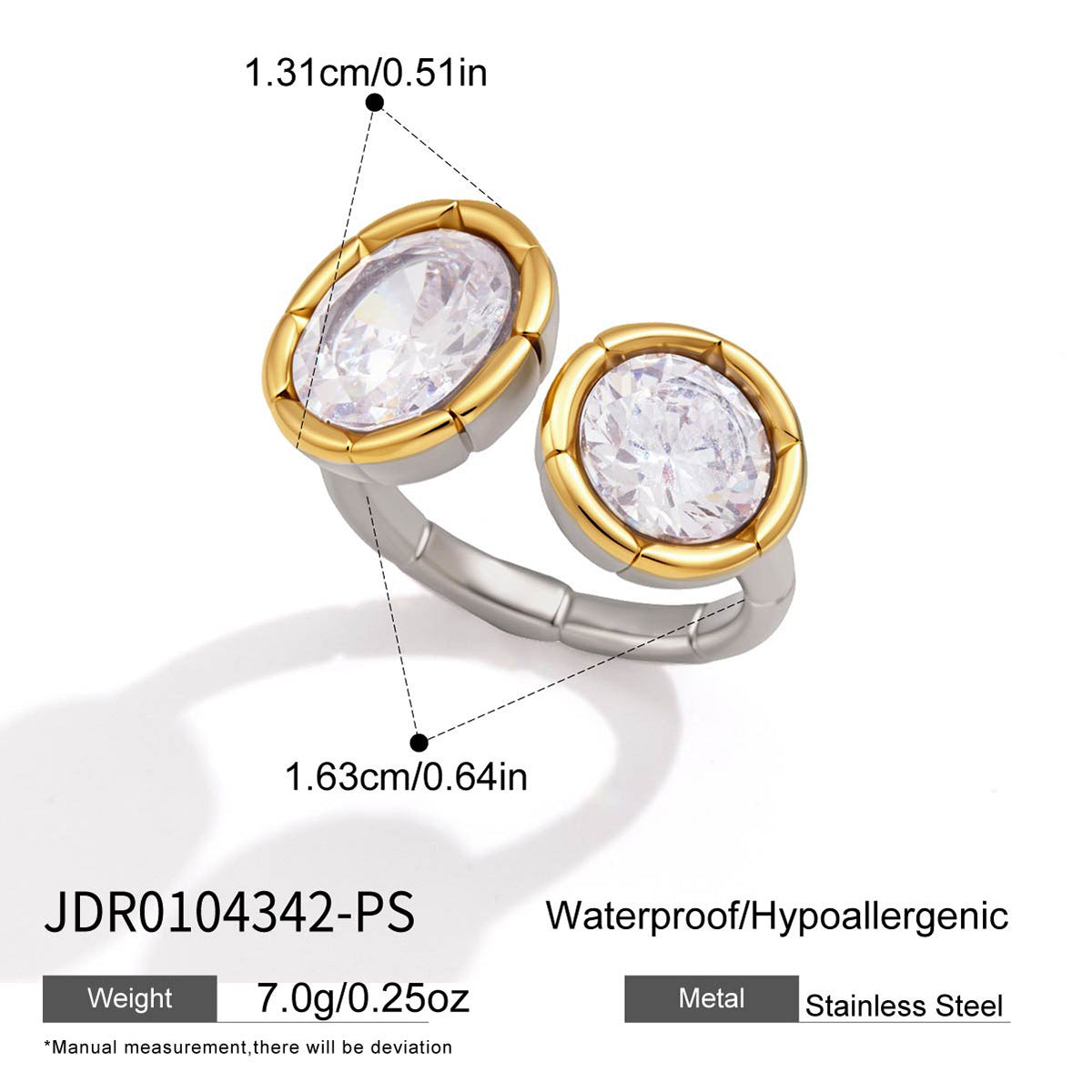 Ribbed Bezel Zircon Open Ring Collection