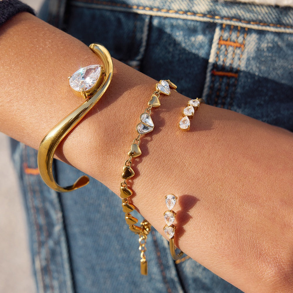 Zircon Collar Bracelet Set
