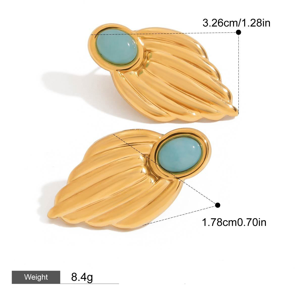 18K gold geometric shape with texture design exquisite unique necklace and earrings set