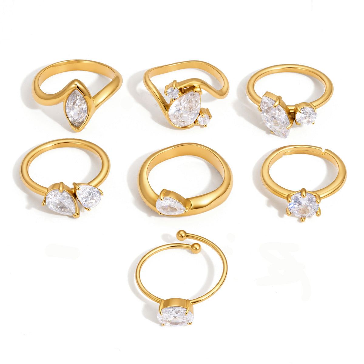 Geometric Zircon Ring Assortment