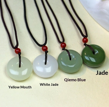 Hetian Jade Peace Pendant Buckle Necklace