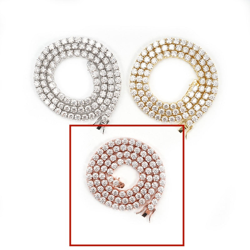 5mm Single-stone Moissanite Hip-hop Tennis Chain