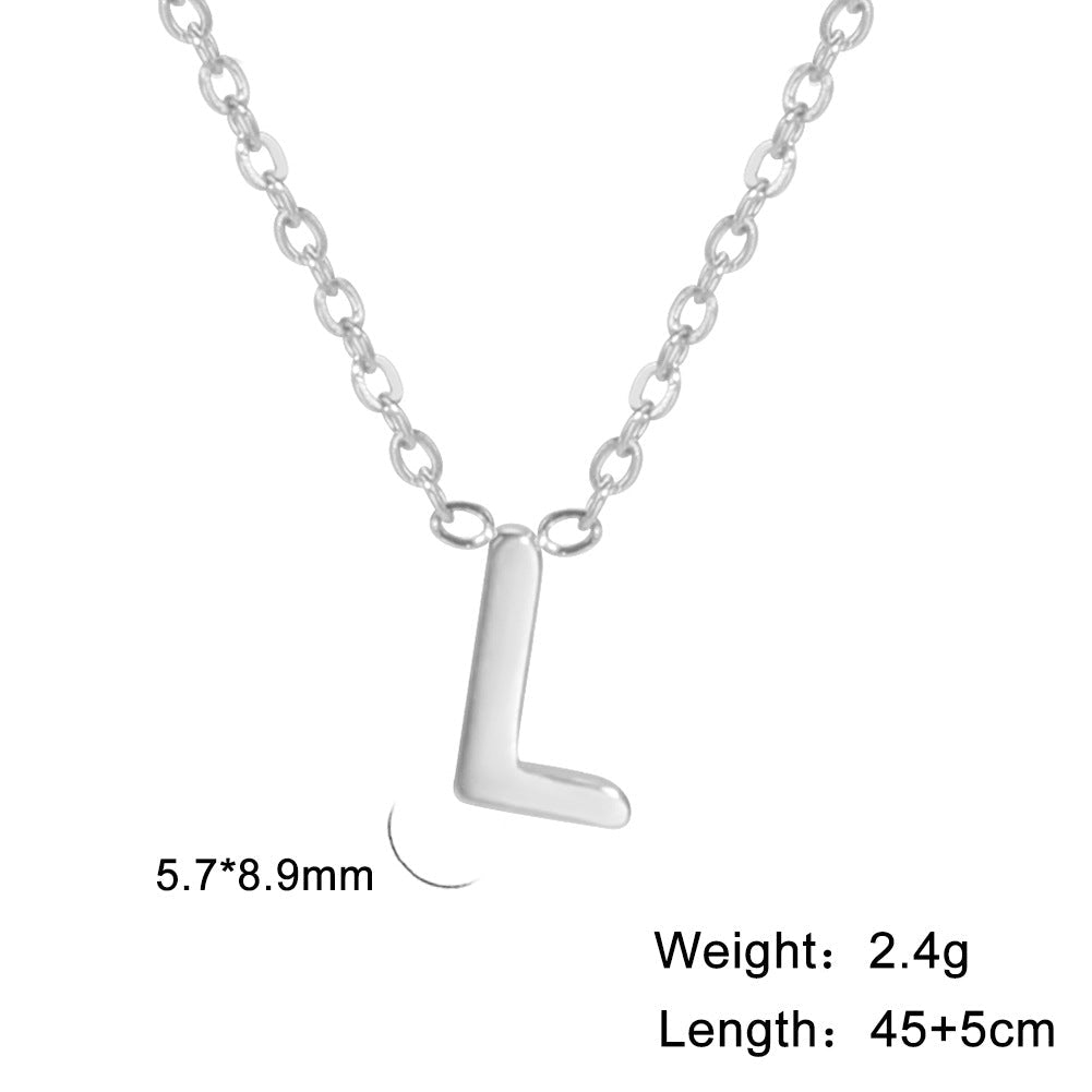 Hot-Selling Welded 26 Letters 18K Real Gold Electroplated Non-Fading Small Pendant Jewelry 304 Material Stainless Steel Necklace
