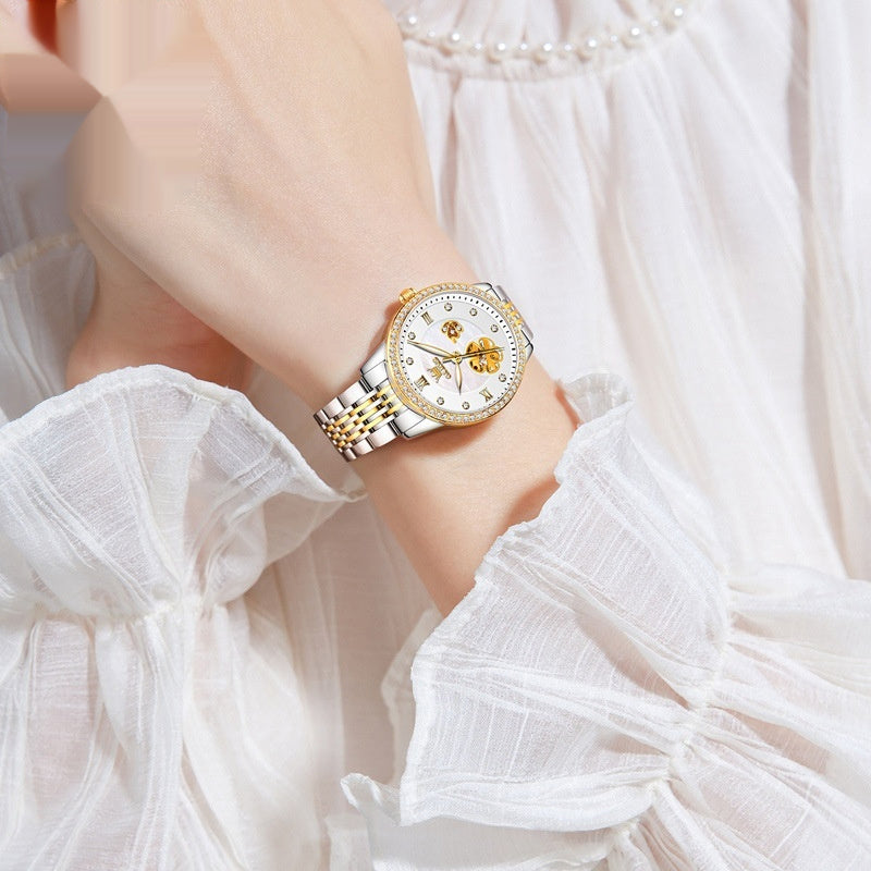 Hollow Mechanical Watch Women's Steel Belt Waterproof