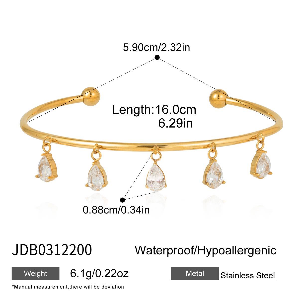 Teardrop Zircon Tassel Bracelet
