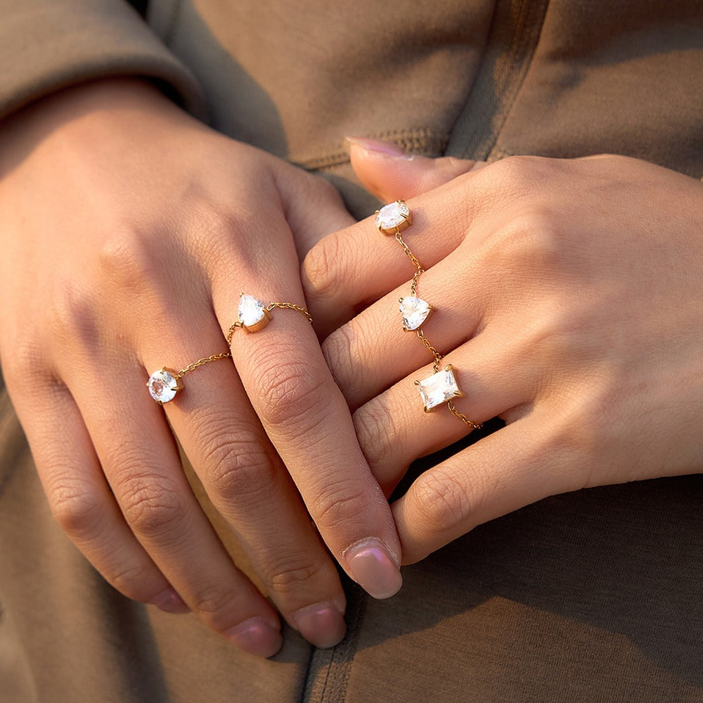 Adjustable Heart Zircon Ring Collection