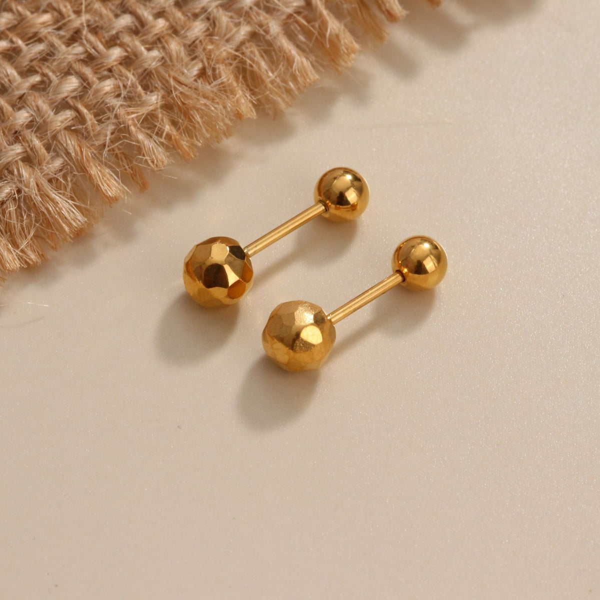 18K gold geometric inlaid gemstone design high-end earrings