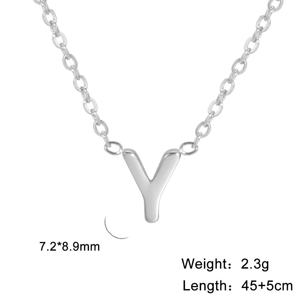 Hot-Selling Welded 26 Letters 18K Real Gold Electroplated Non-Fading Small Pendant Jewelry 304 Material Stainless Steel Necklace