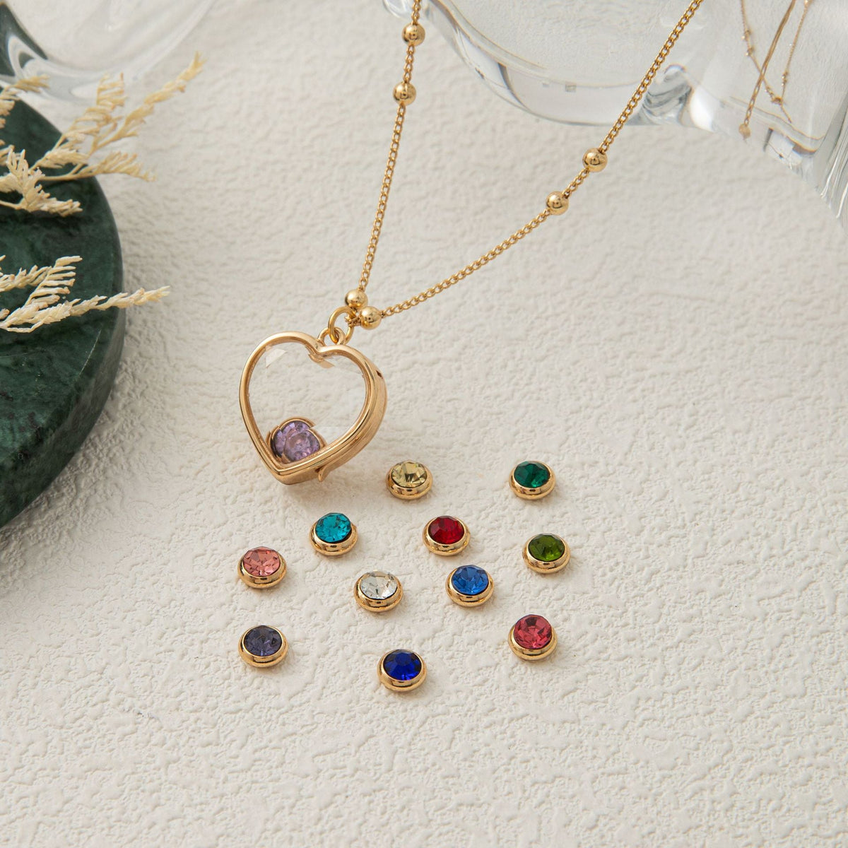 Heart Birthstone Locket and Charm Collection