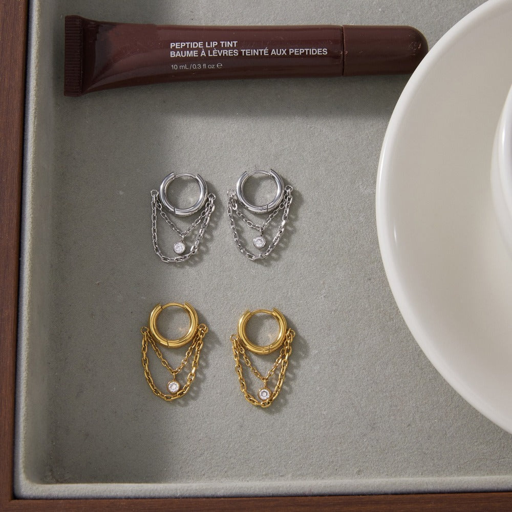 Zircon Tassel Hoop Earrings Collection