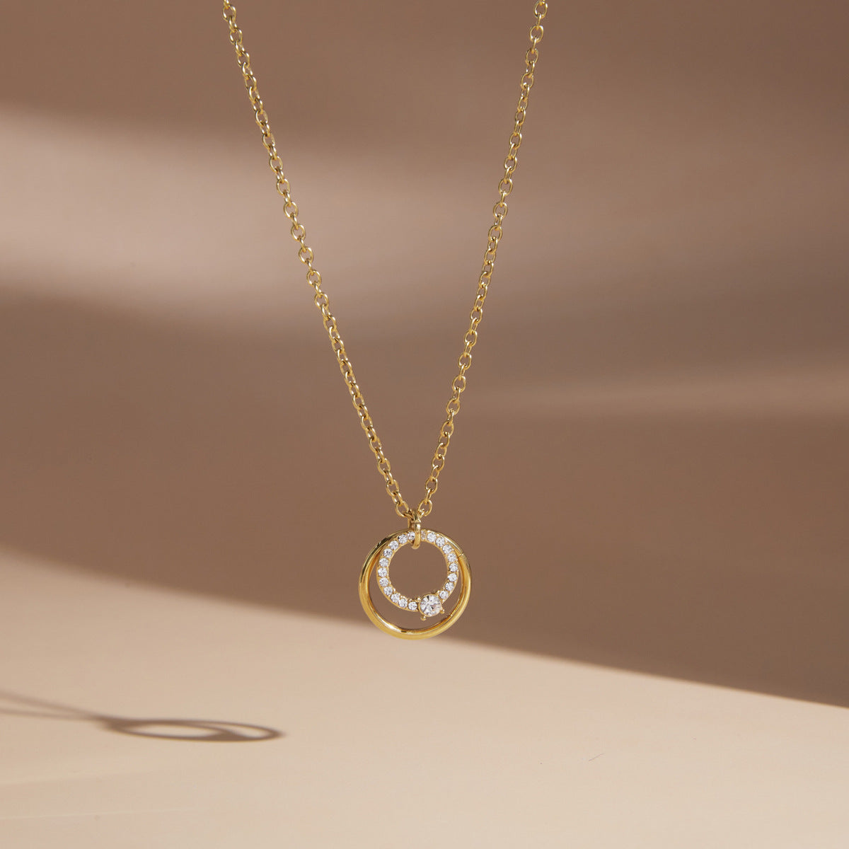Sliding Double Circle Pendant Necklace Collection