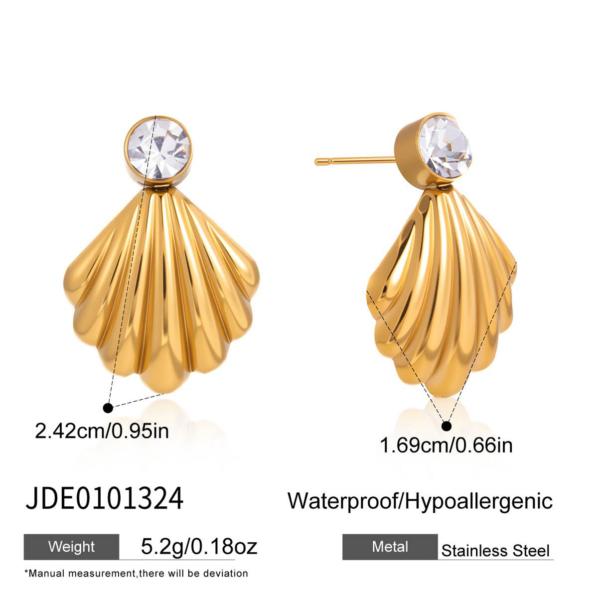 Shell Zircon Stud Earrings