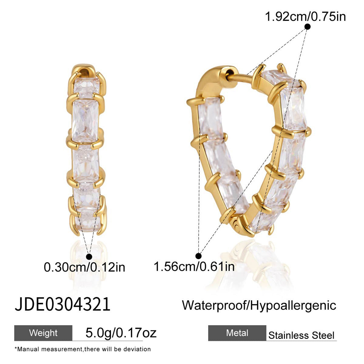 Baguette Zircon Hoop Earrings Collection