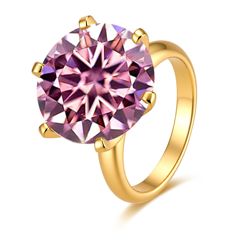 S925 Sterling Silver Six-prong Moissanite Ring