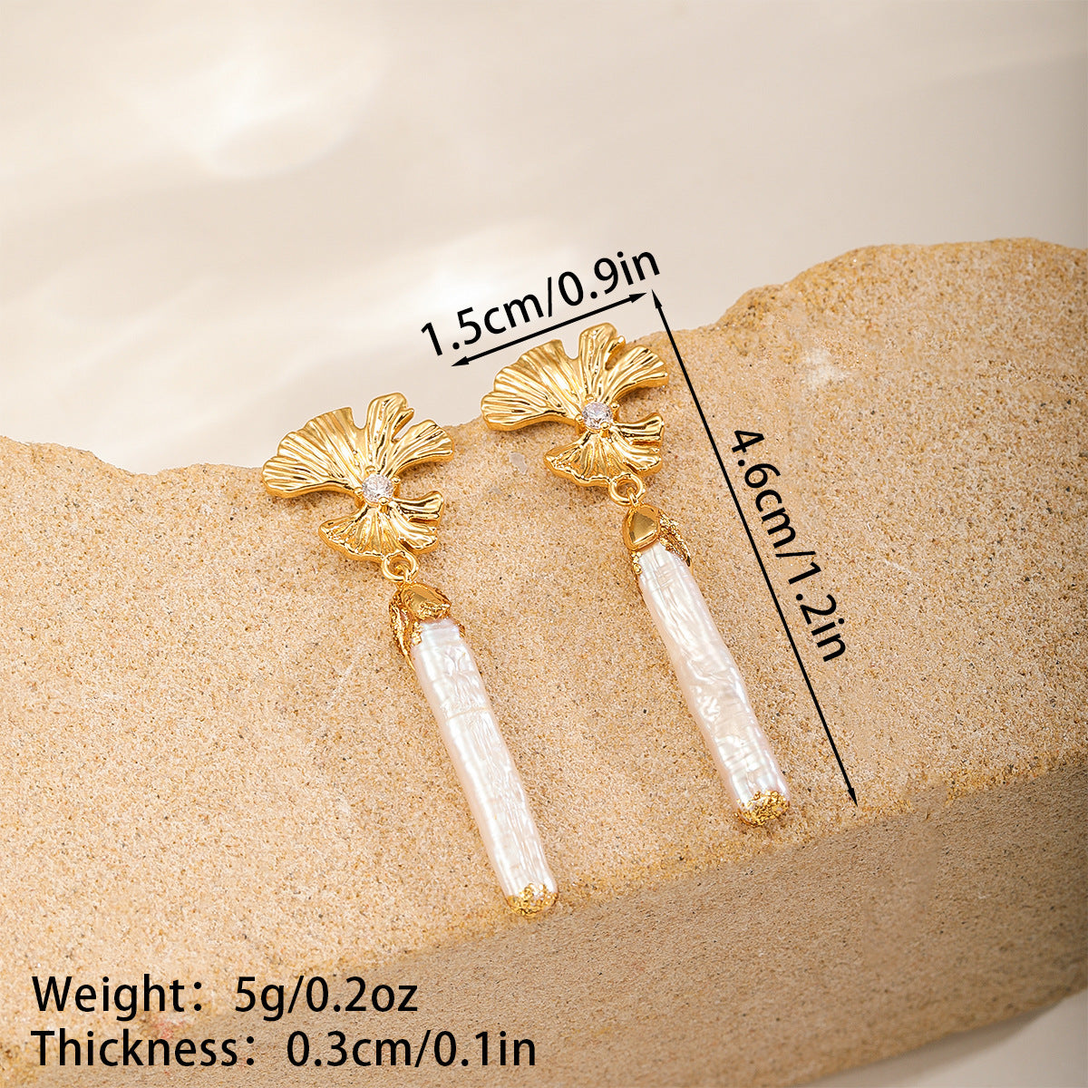Vintage Long Bar Freshwater Pearl Earrings For Women