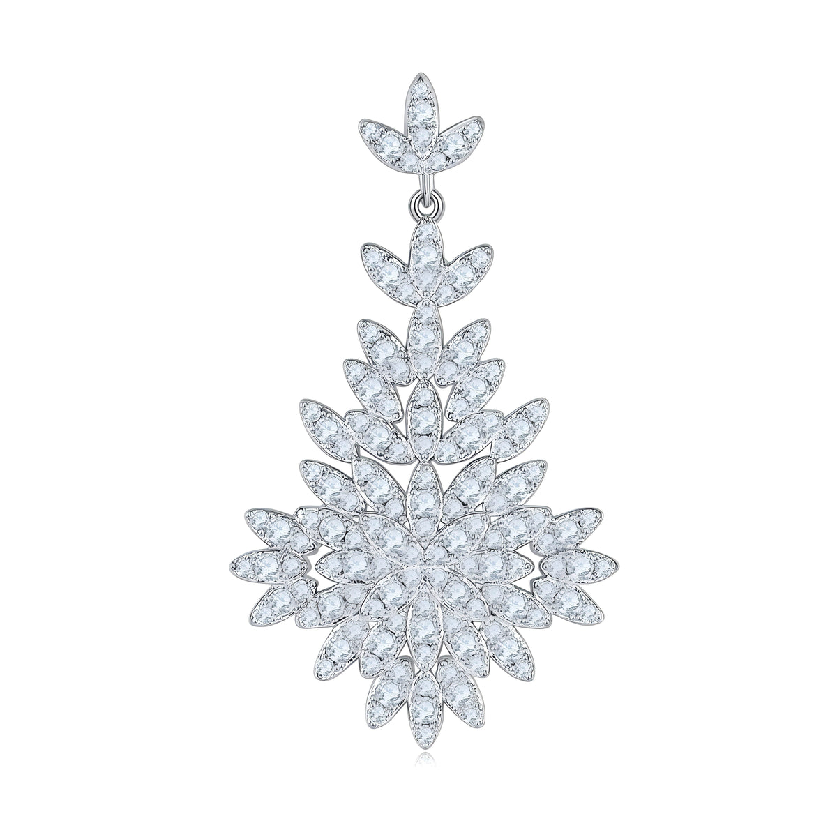 S925 Sterling Silver Platinum Plated Moissanite Long Dangle Earrings Cluster Leaf Design With GRA Certificate Luxury Jewelry Gift Box Set For Women