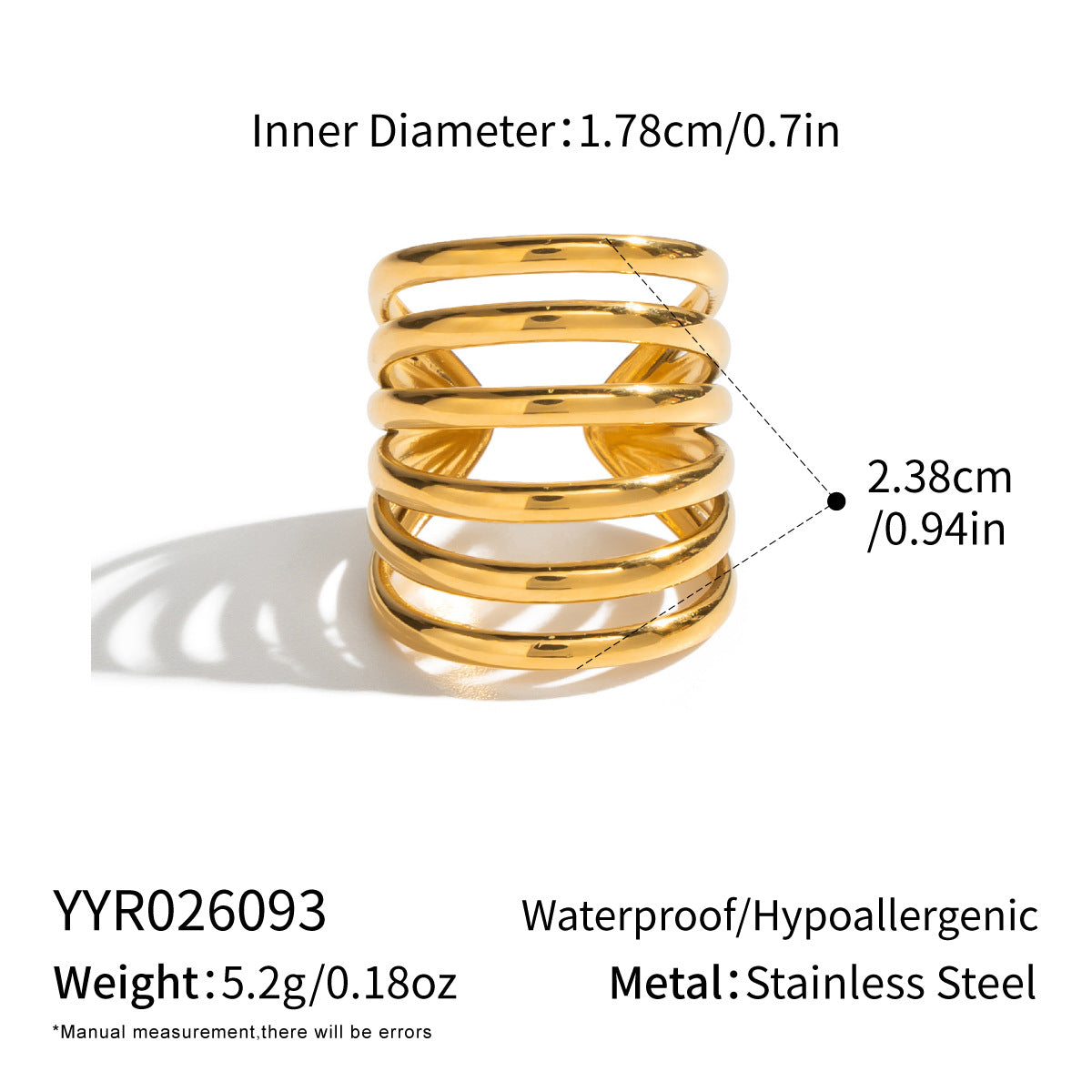 Stainless Steel Open Ring 18K Gold-plated