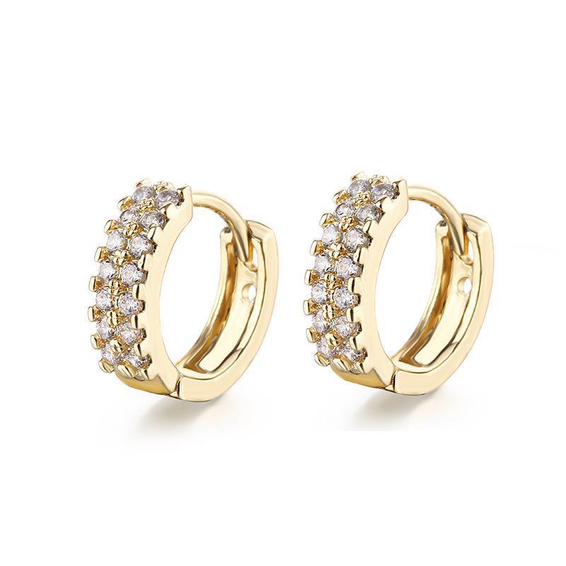 Cross-Border Gold-Plated Copper Ins Earrings For Women, Inlaid With Aaa Zircon, Versatile And Fashionable High-End Earrings, Jewelry Wholesale