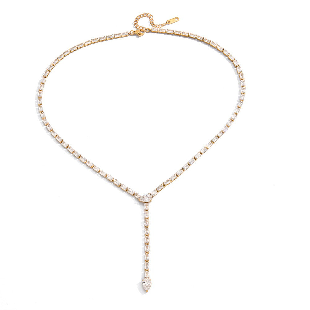 Snake Zircon Y Necklace