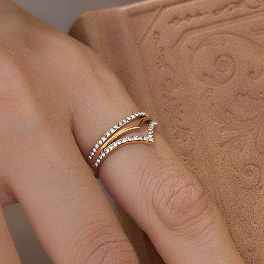 Layered Wave Zircon Ring