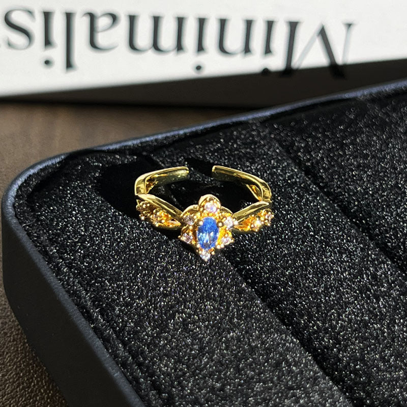 Unique Geometric Micro Stone Inlay Open Band Ring, Classic Vintage Minimalist Cold Wind Look, Niche Trendy Women Finger Ring For All Occasion Matching
