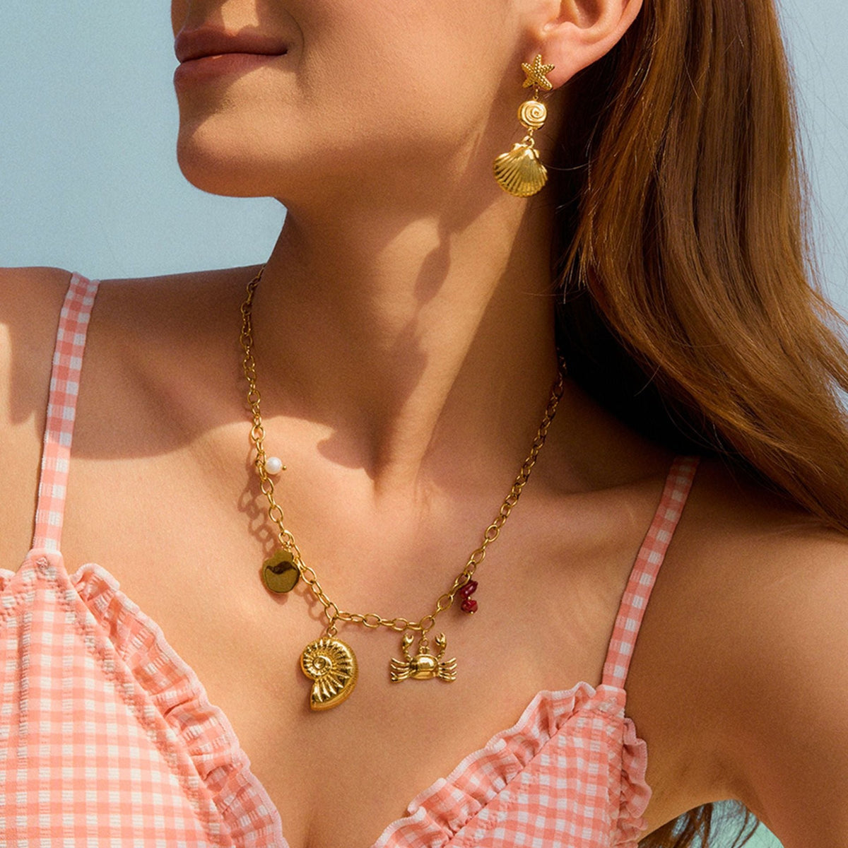18K gold shells with tassel design exquisite and noble earrings