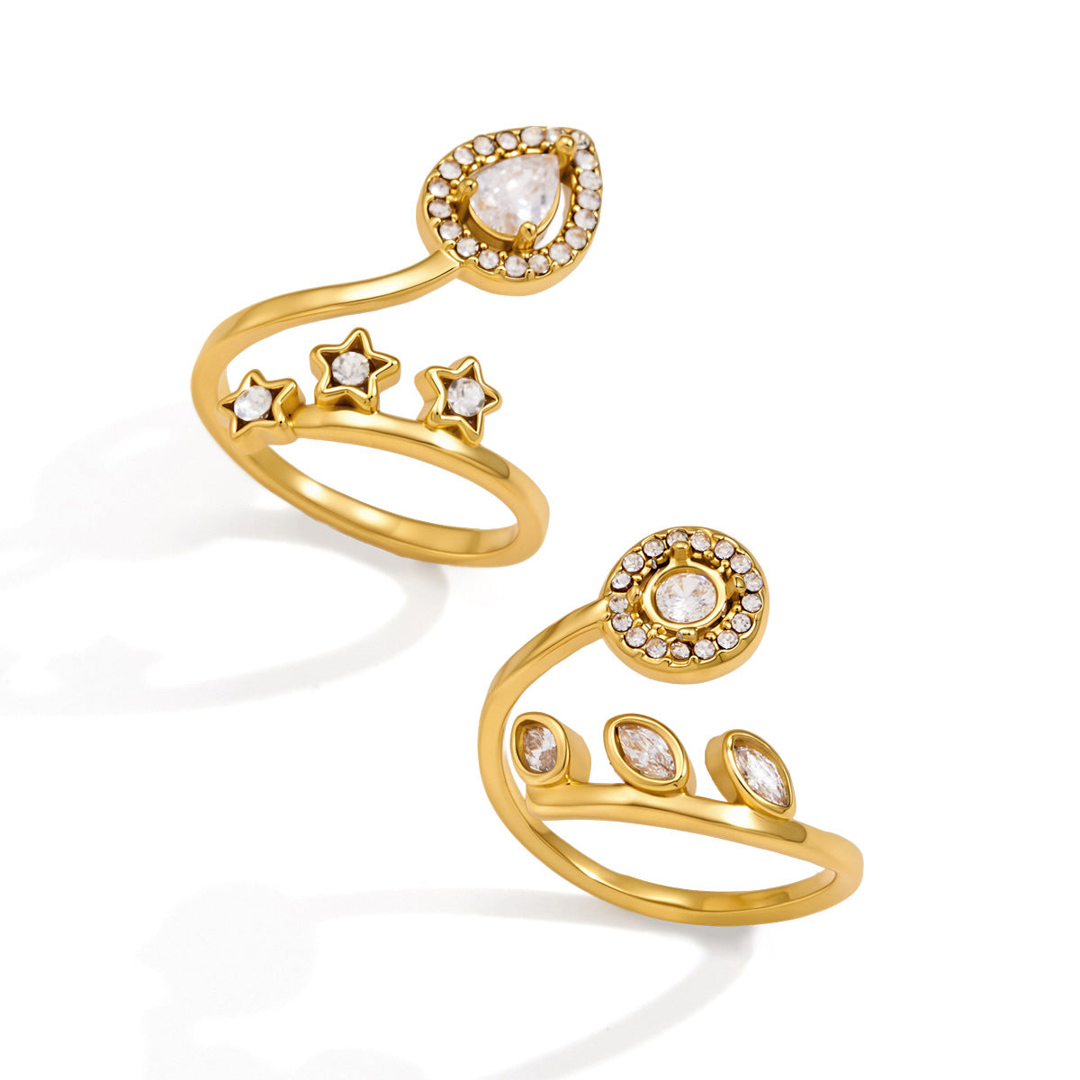 Star and Pear Zircon Ring Collection