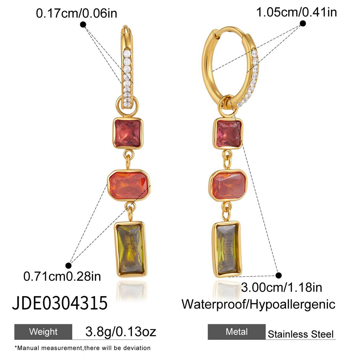 Color Zircon Tassel Earrings Collection