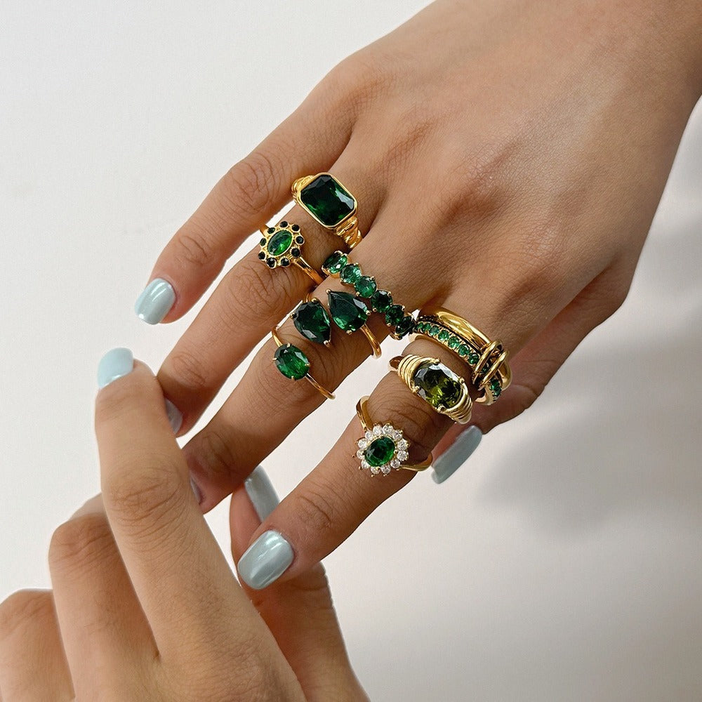 Green Zircon Ring Collection