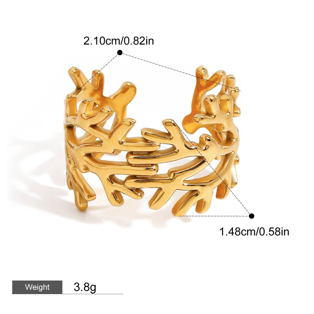 18K gold irregular branch design simple personality earring ring set
