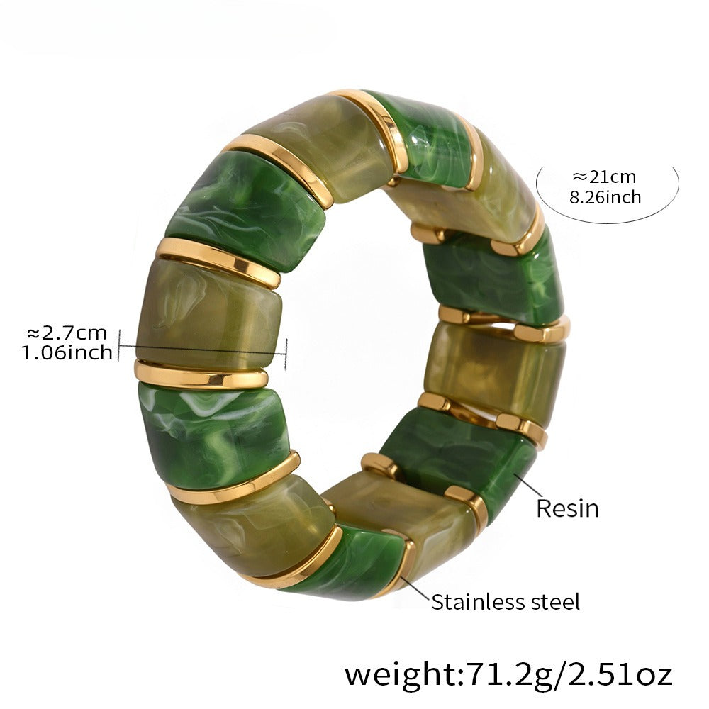 18k gold fashionable luxury resin elastic rope bracelet