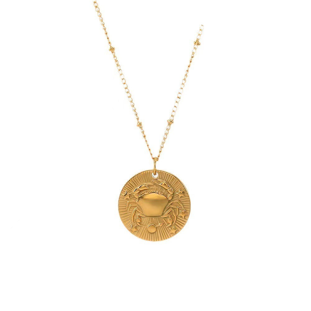 18K Gold Zodiac Titanium Steel Necklace