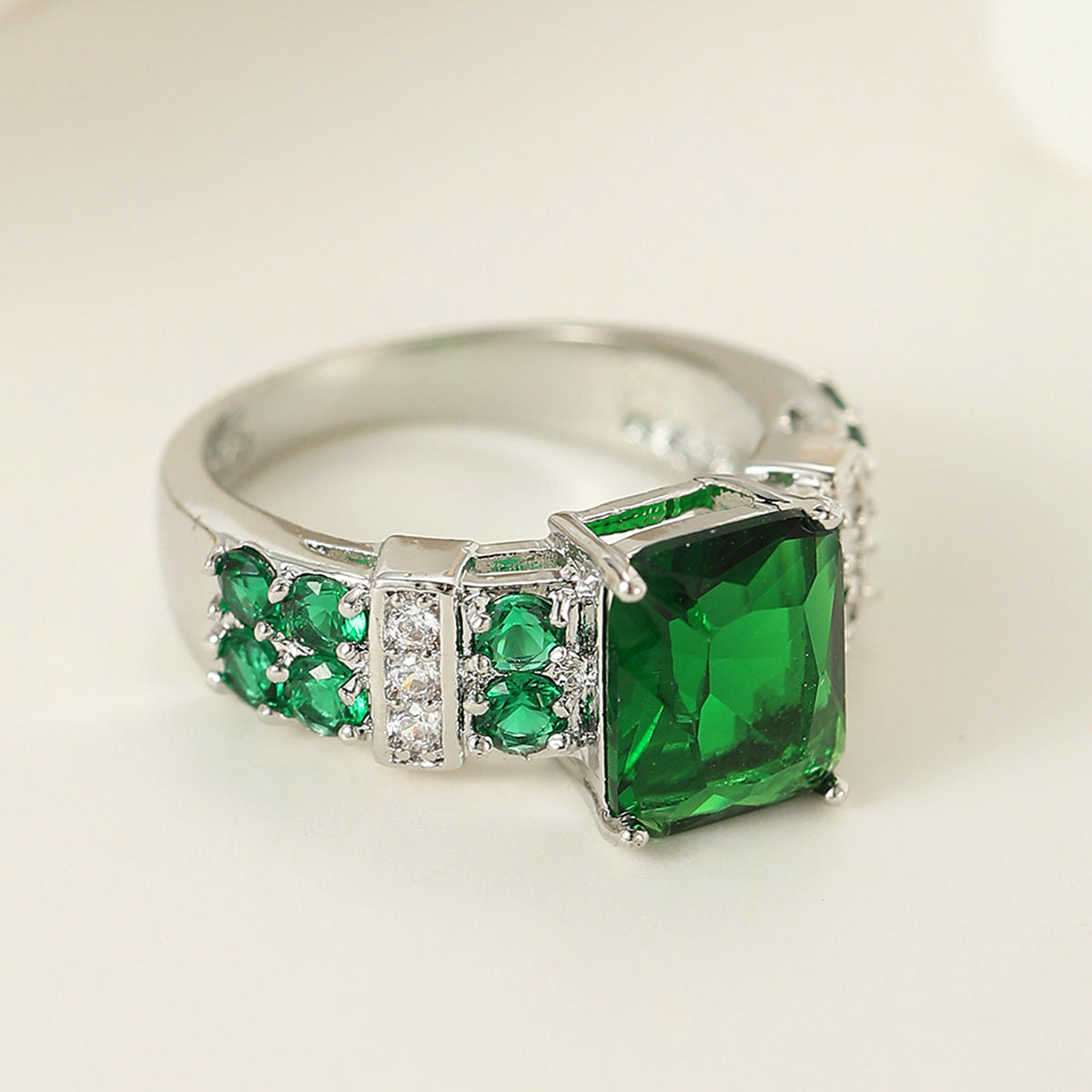 Copper Inlaid Zircon Punk Color Copper Ring