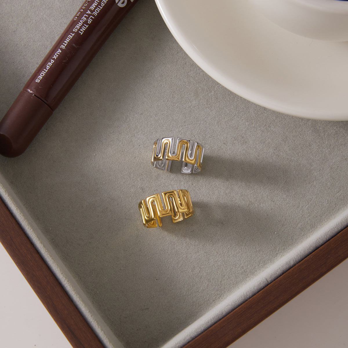 Geometric Cutout Band Ring Collection