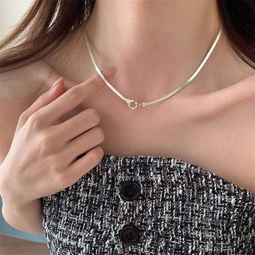 Daily Versatile S925 Sterling Silver Aquamarine Butterfly Necklace For Women, Non-Fading, Niche, High-End, Accessible Luxury Clavicle Chain New