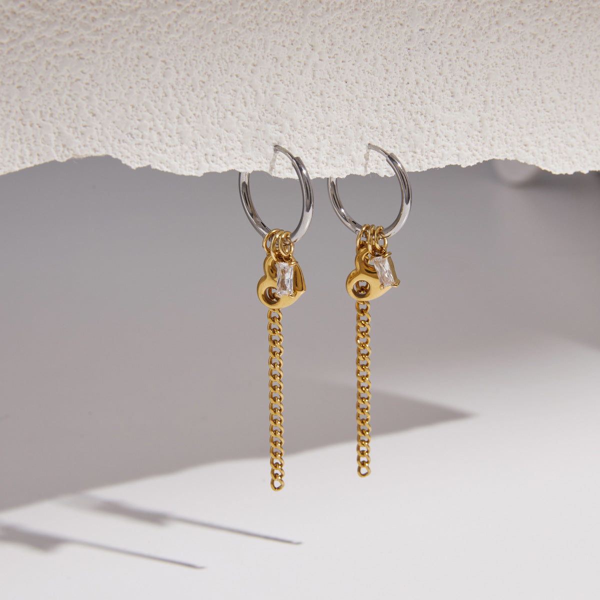 Two Tone Chain Tassel Earrings