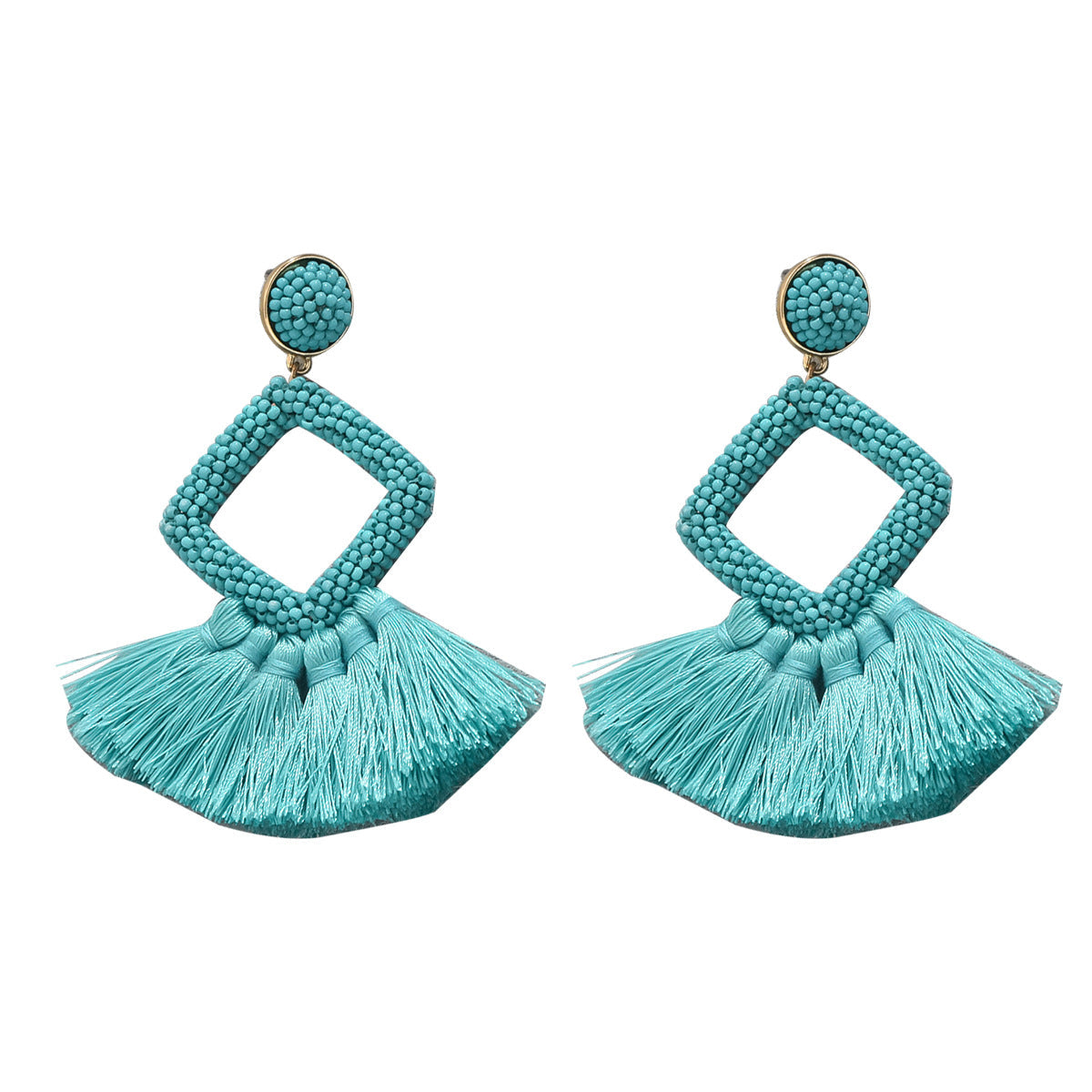 European And American Hip Hop Fashion Commuter Style Distinctive Earrings Women's All-match Point Bead Earrings Niche High-end Tassel Earrings