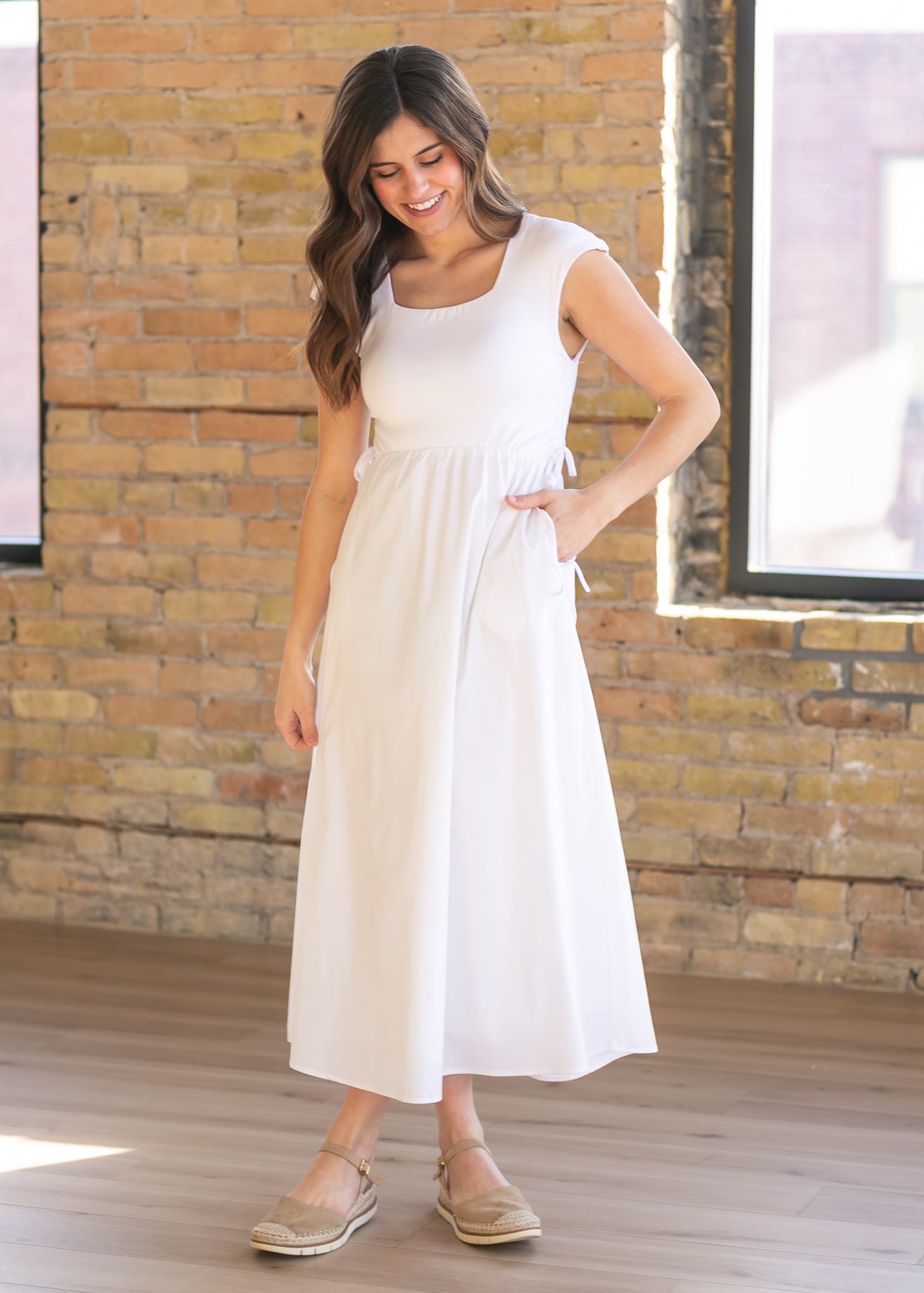 Eleanor White A-line Maxi Dress