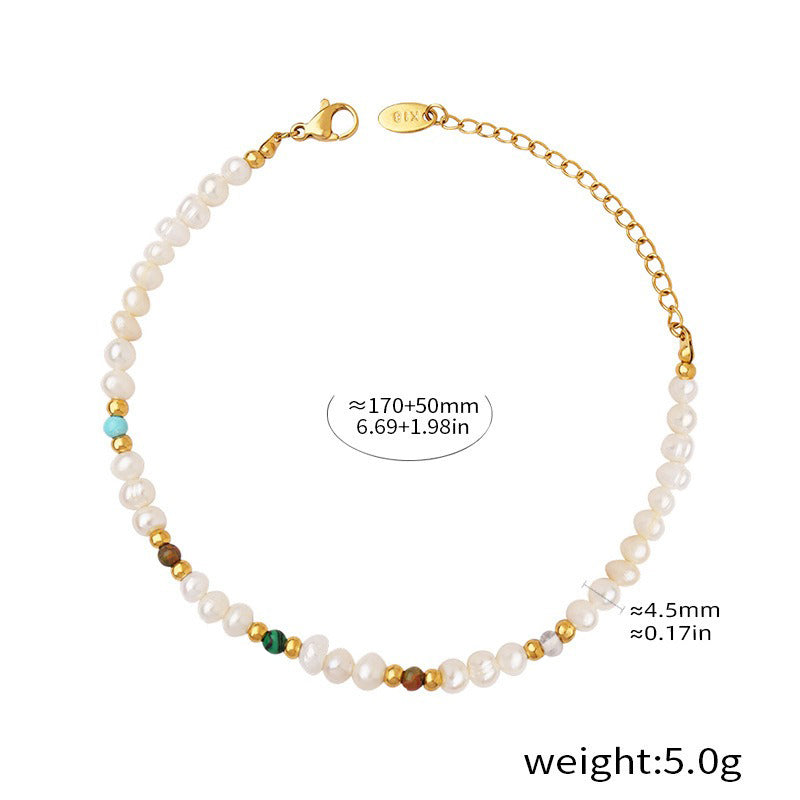 18K gold pearl with round bead design classic fashion bracelet