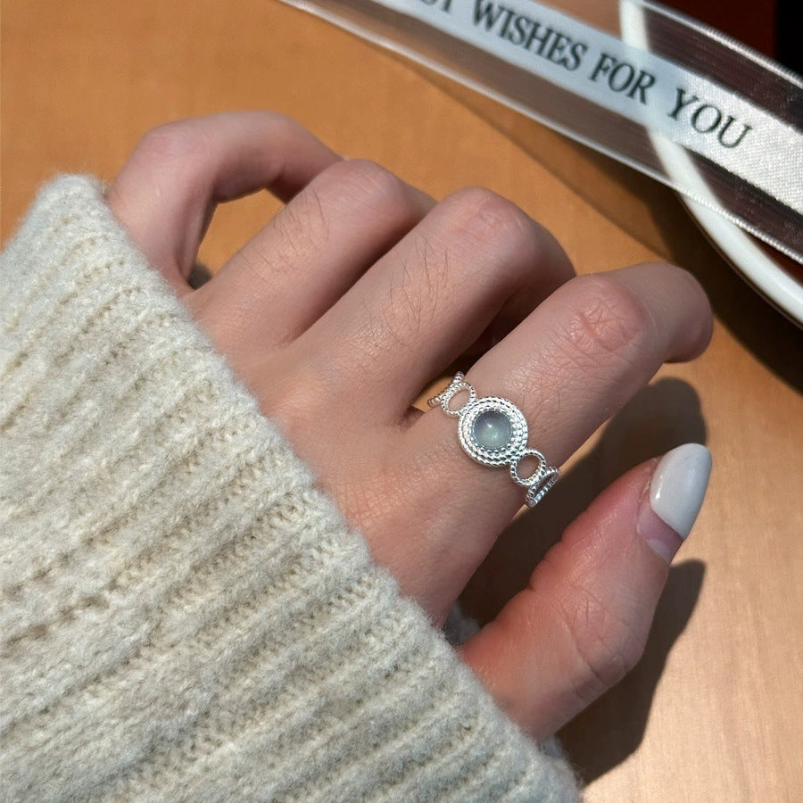 925 Sterling Silver Plain Band Zircon Ring, Ladies Light Luxury Niche Heavy Craft Stackable High-end Tarnish Resistant Ring